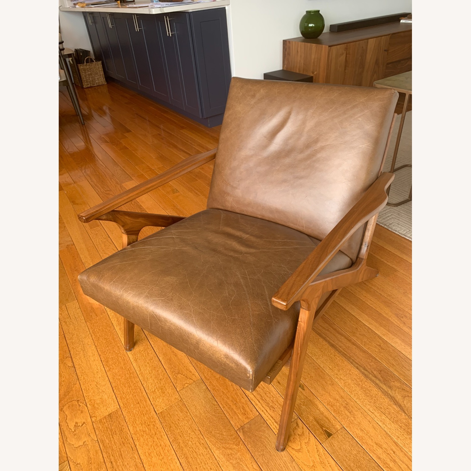 Crate & Barrel Cavett Leather Chair w Ottoman - image-7