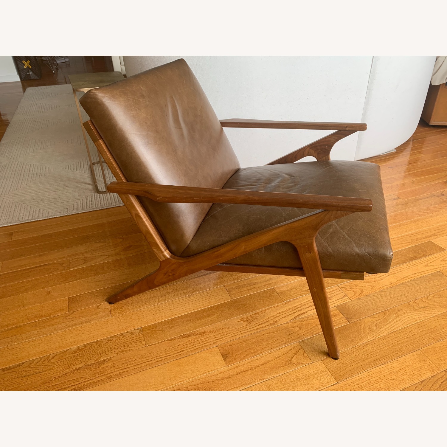 Crate & Barrel Cavett Leather Chair w Ottoman - image-8