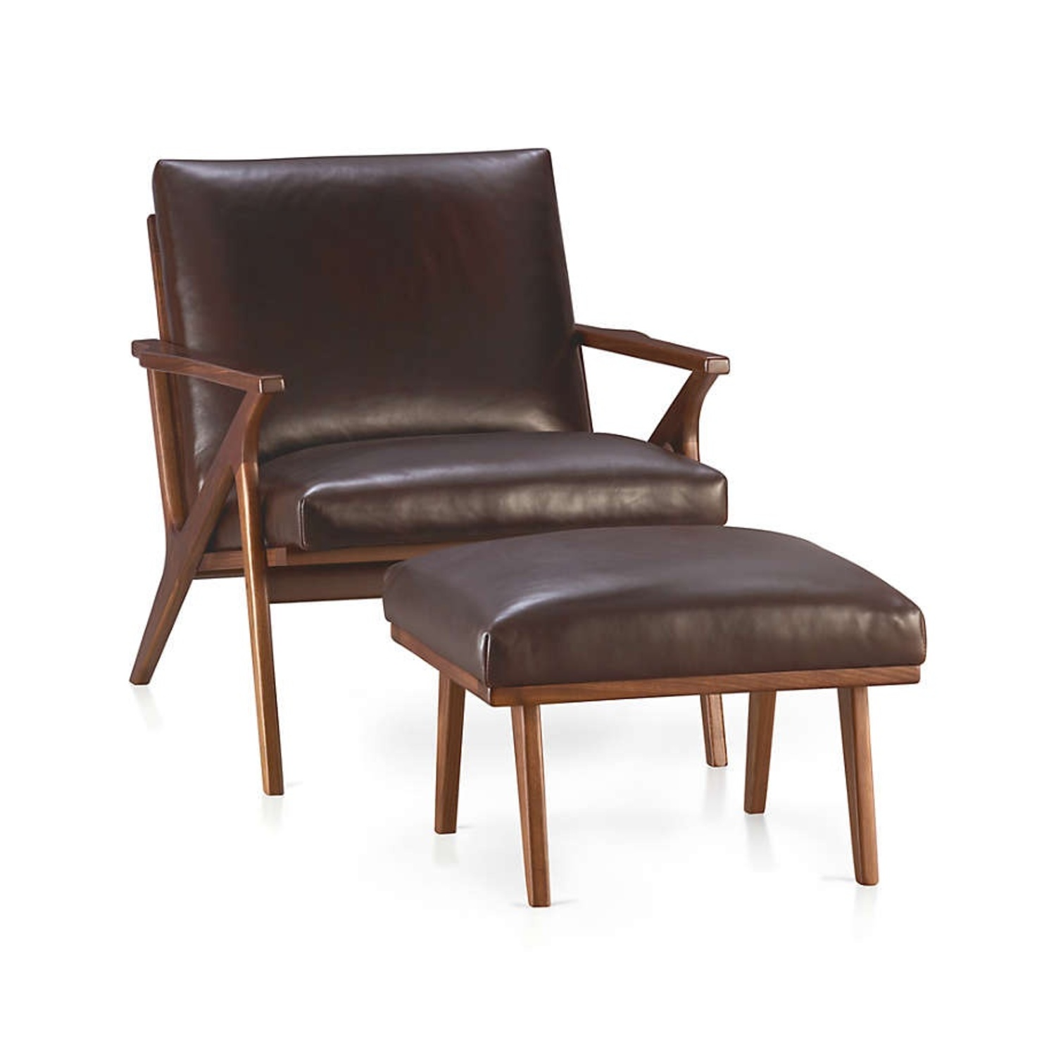 Crate & Barrel Cavett Leather Chair w Ottoman - image-9