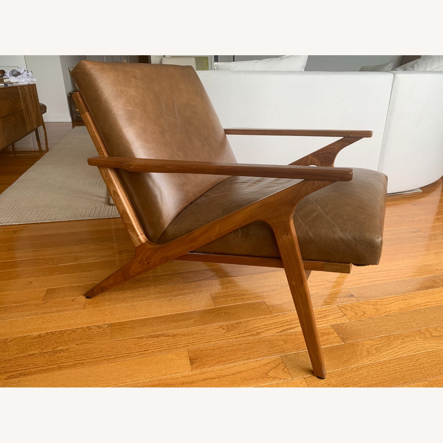 Crate & Barrel Cavett Leather Chair w Ottoman - image-9