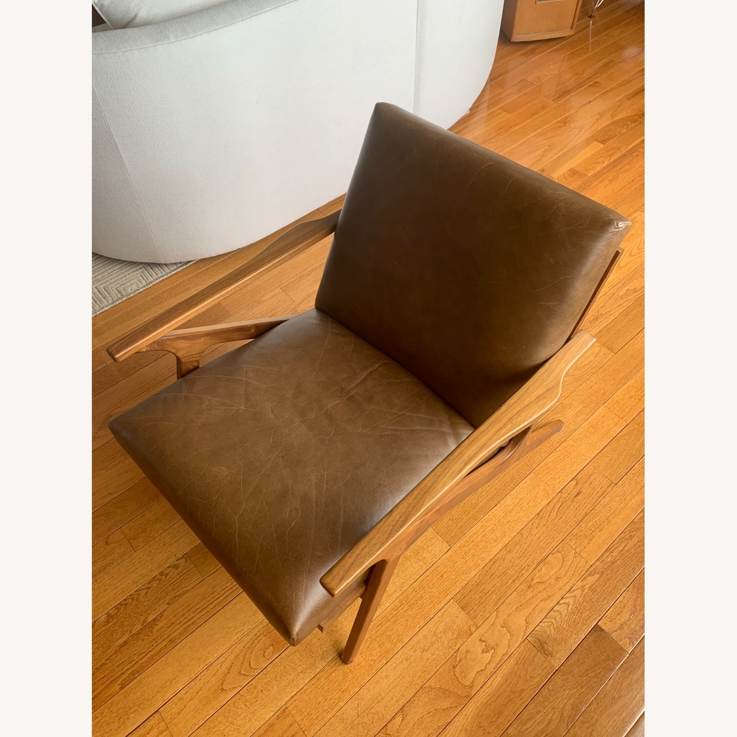 Crate & Barrel Cavett Leather Chair w Ottoman - image-12