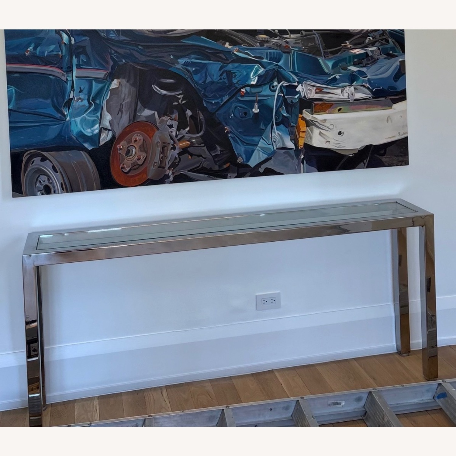MCM Chrome and Glass Console Table  - image-1