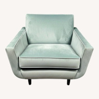 Ethan Allen Lucy Blue Fabric Armchairs Two