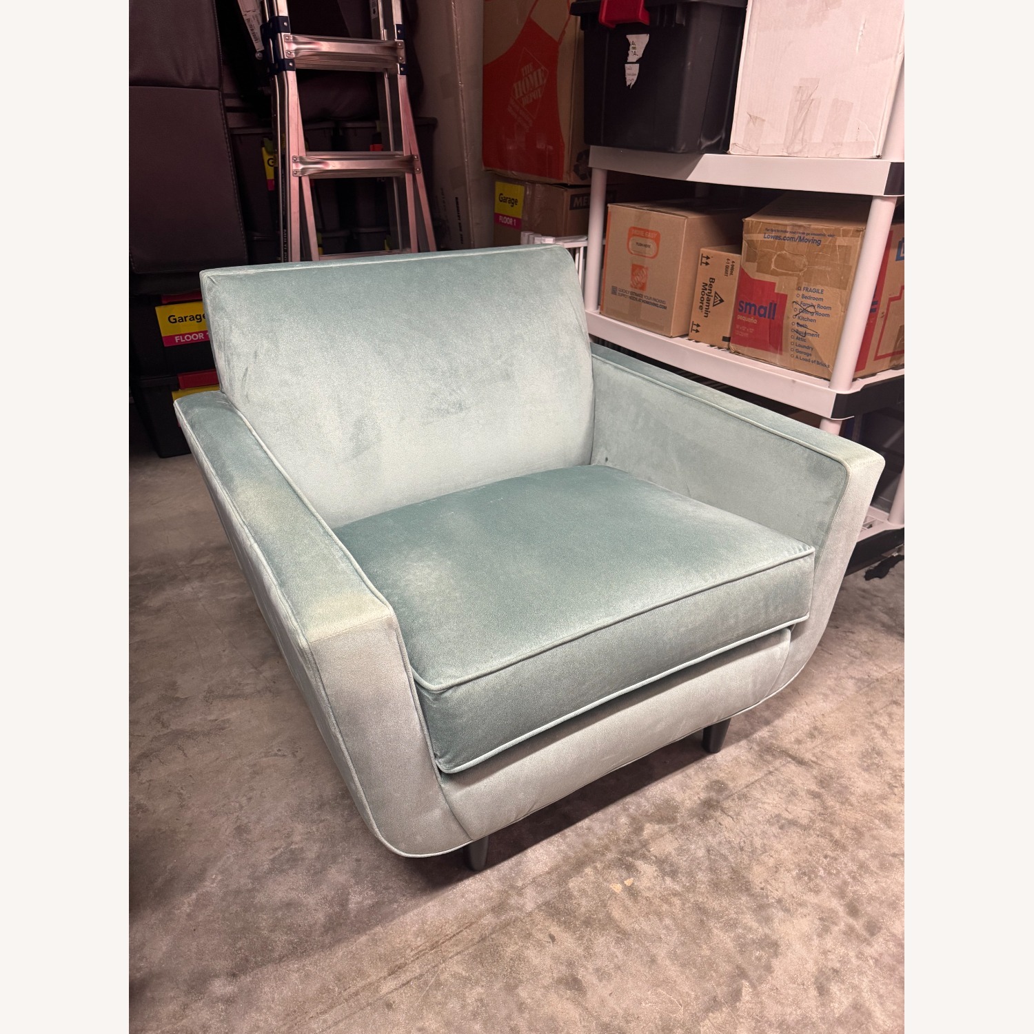 Ethan Allen Lucy Blue Fabric Armchairs Two - image-1