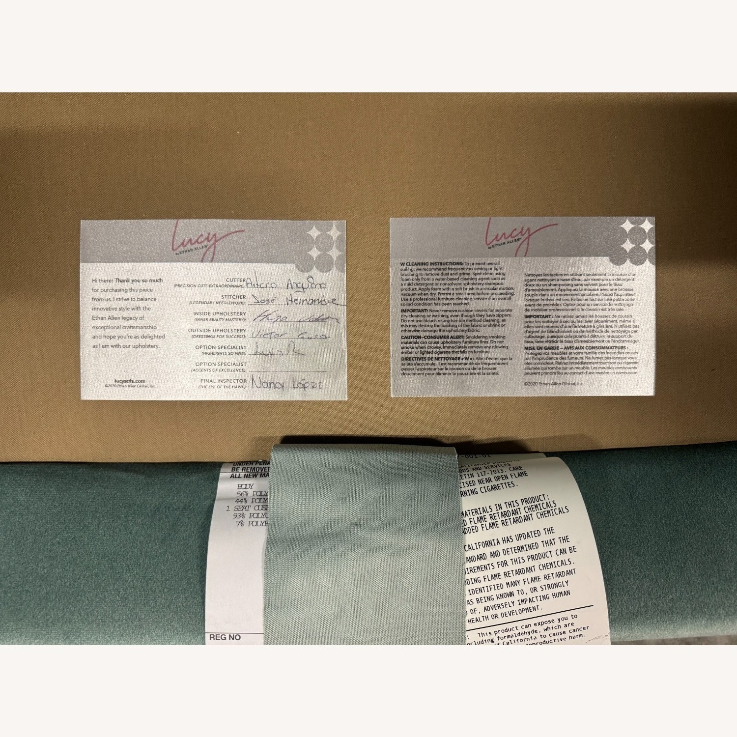 Ethan Allen Lucy Blue Fabric Armchairs Two - image-4