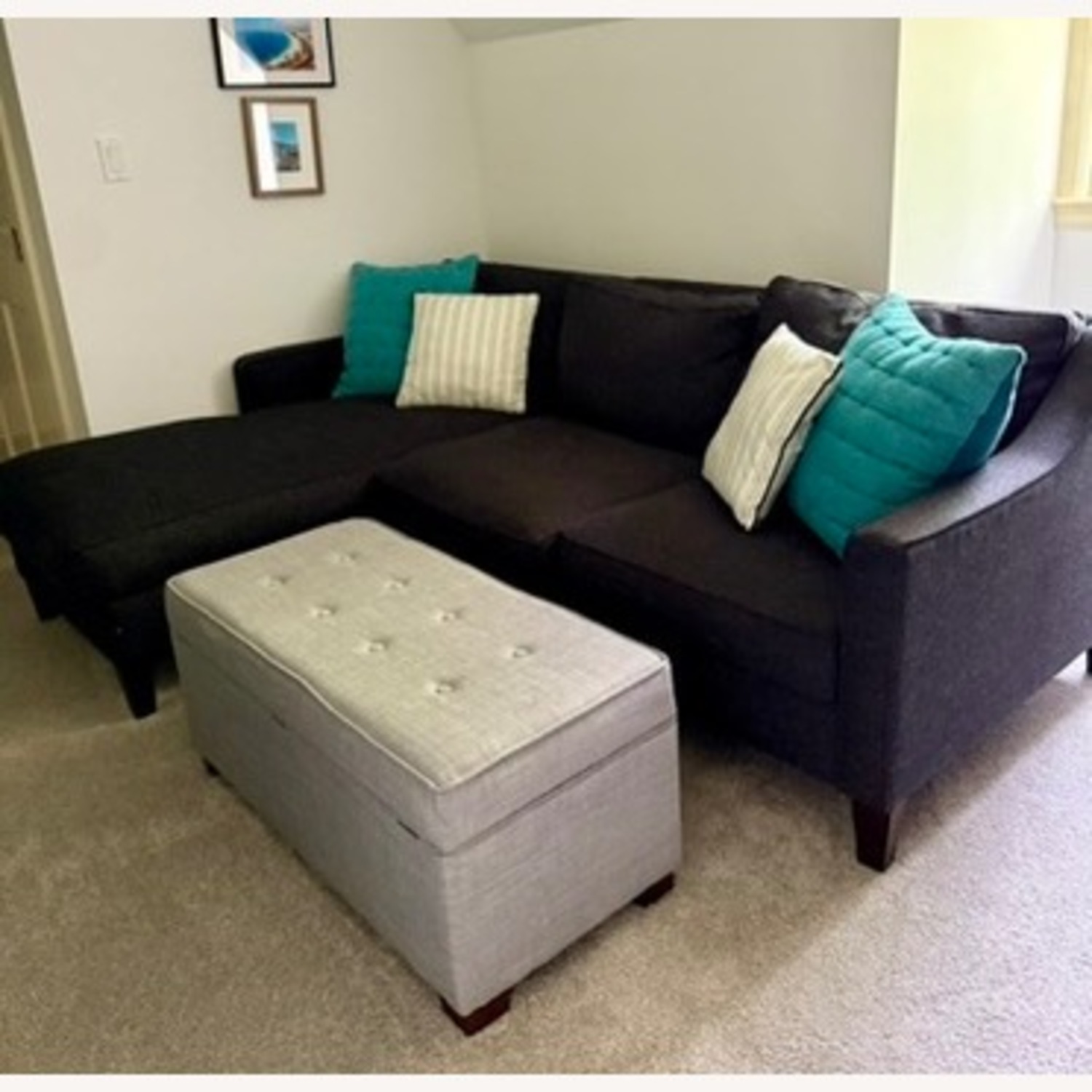 West Elm Black 3+ Seater Sofa - image-2