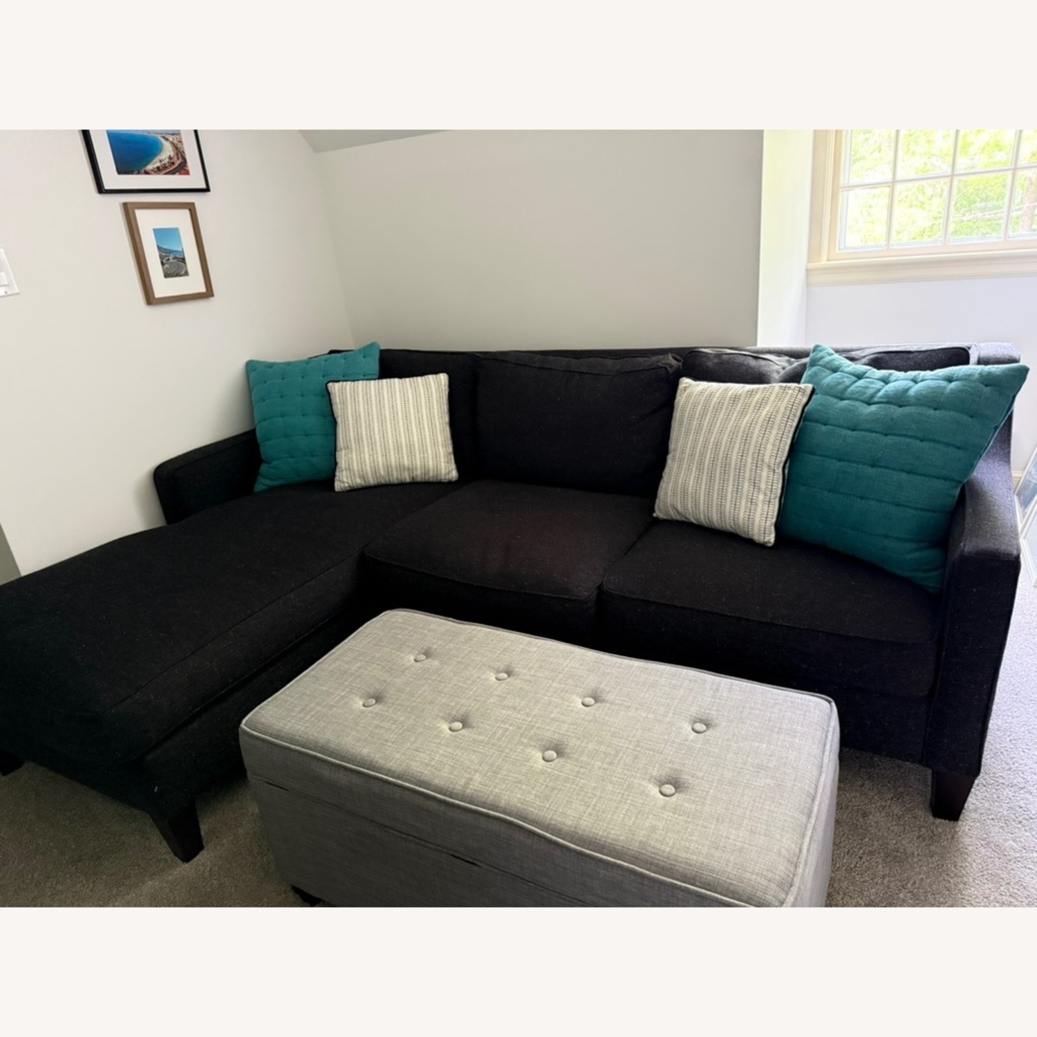 West Elm Black 3+ Seater Sofa - image-4