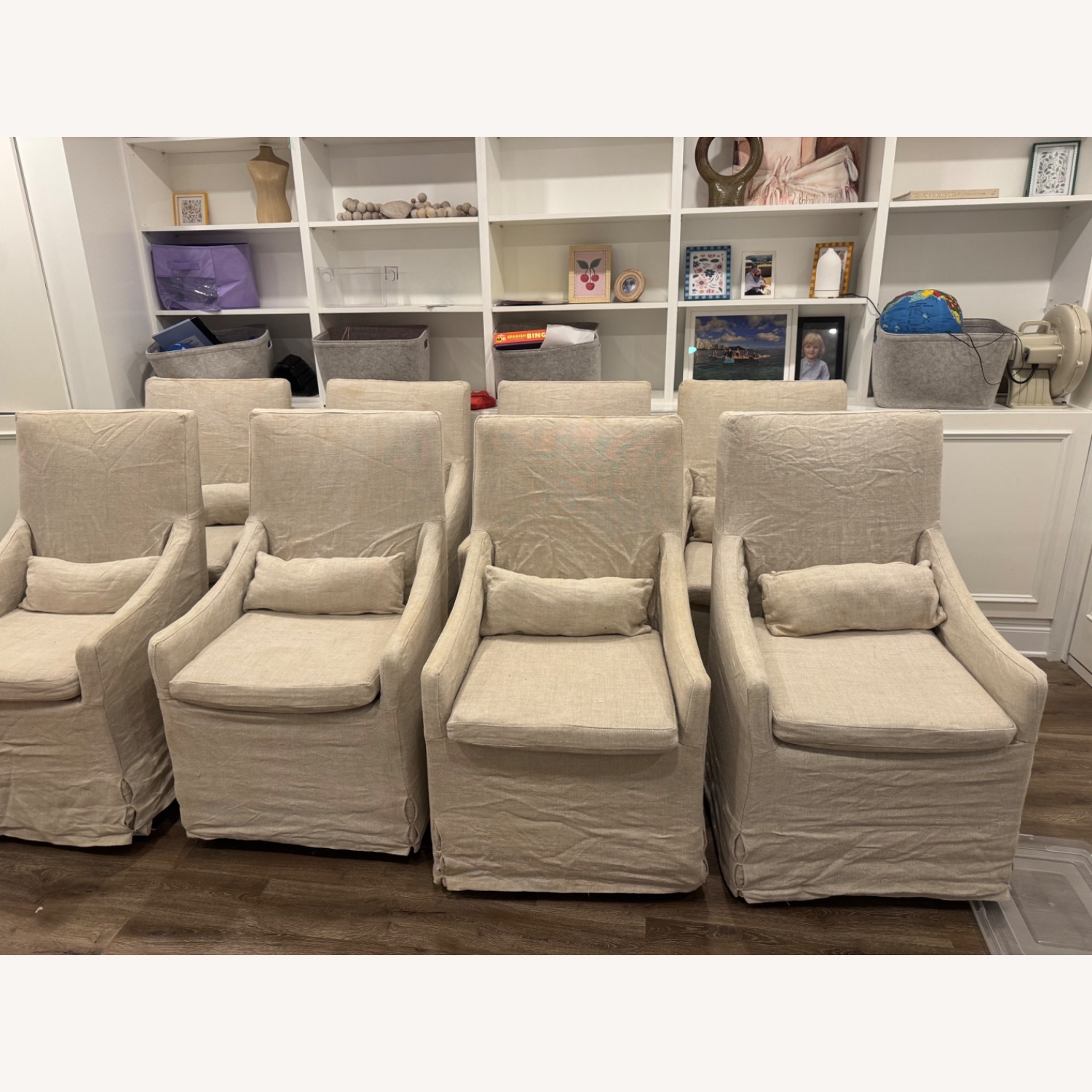 Restoration Hardware Natural Fabric Dining Chairs - image-7