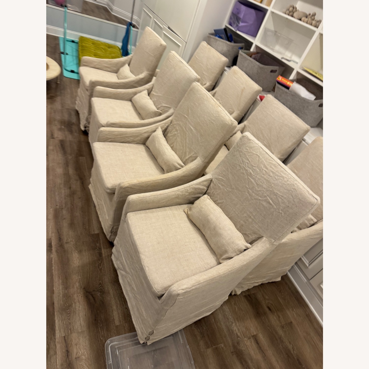 Restoration Hardware Natural Fabric Dining Chairs - image-4