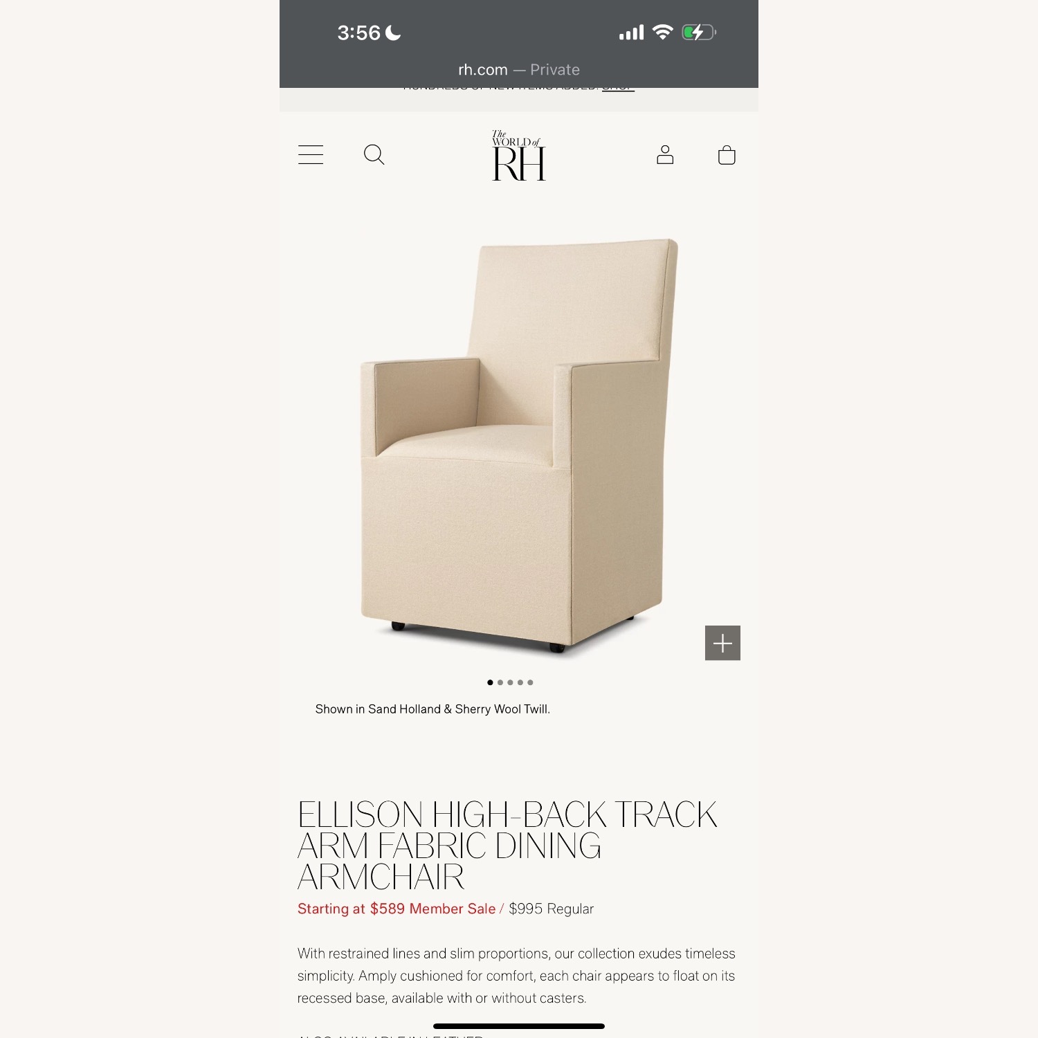 Restoration Hardware Natural Fabric Dining Chairs - image-2