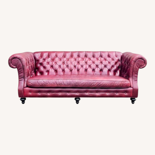 Used Vintage Oxford Red Leather English Chesterfield for sale on AptDeco