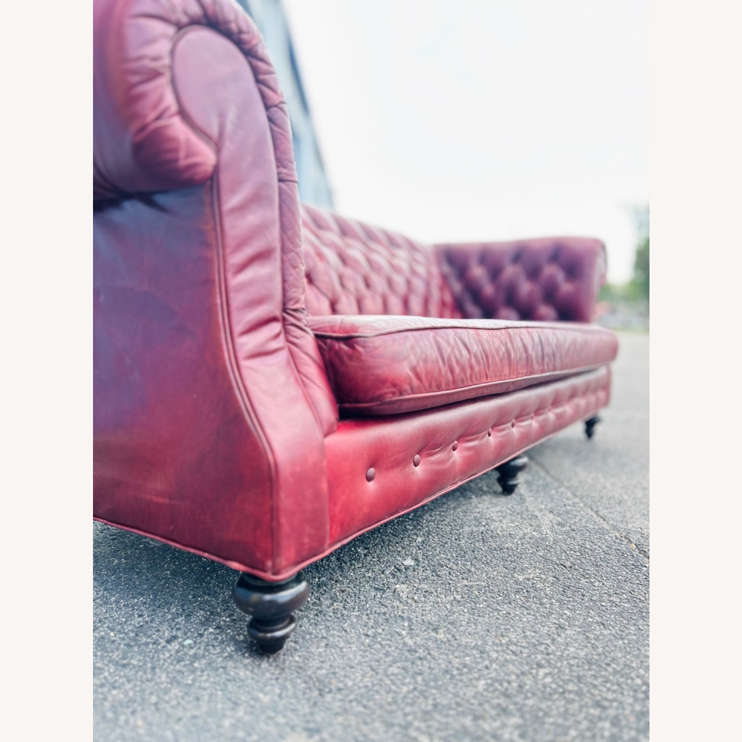 Vintage Oxford Red Leather English Chesterfield - image-7