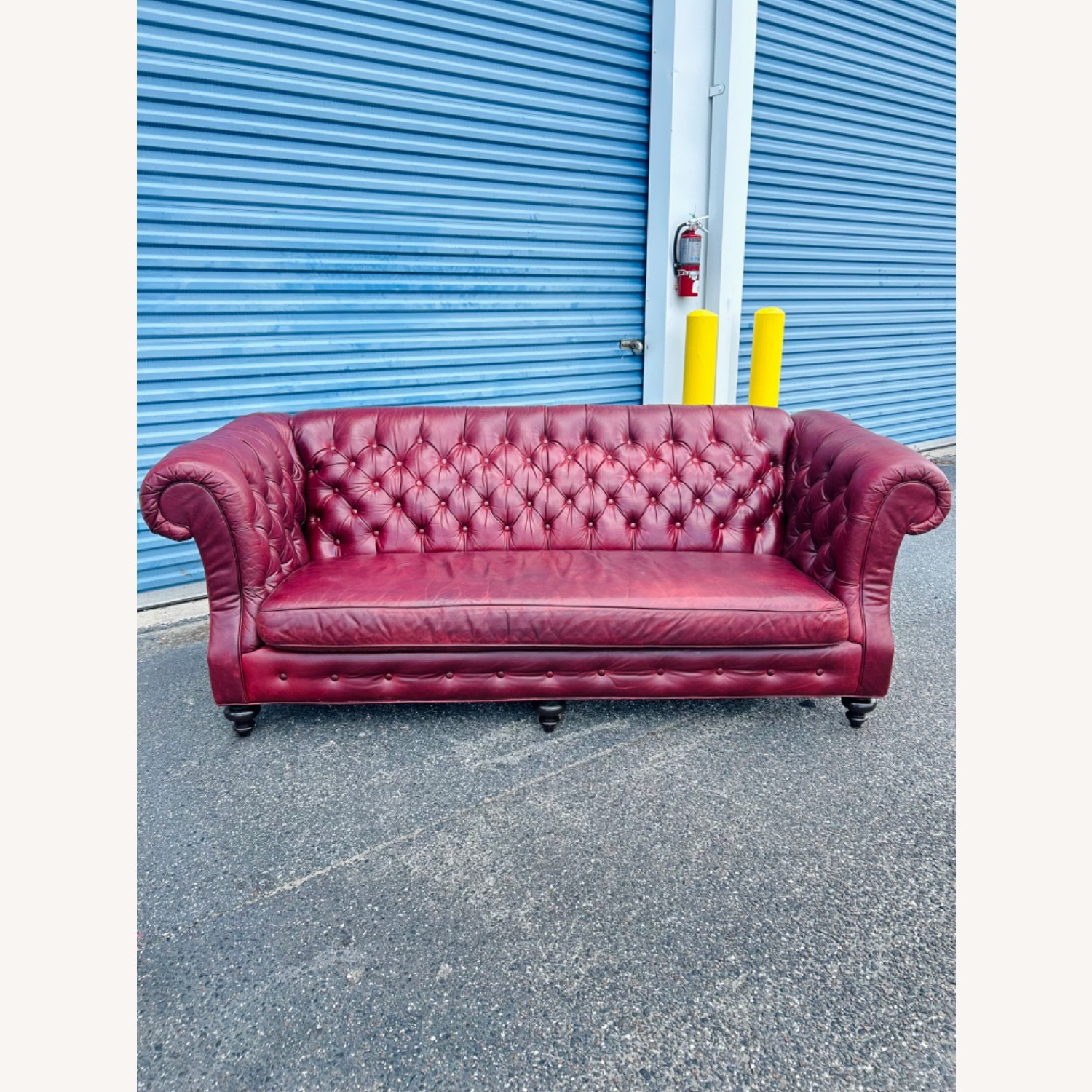 Vintage Oxford Red Leather English Chesterfield - image-1