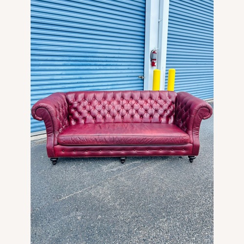 Used Vintage Oxford Red Leather English Chesterfield for sale on AptDeco