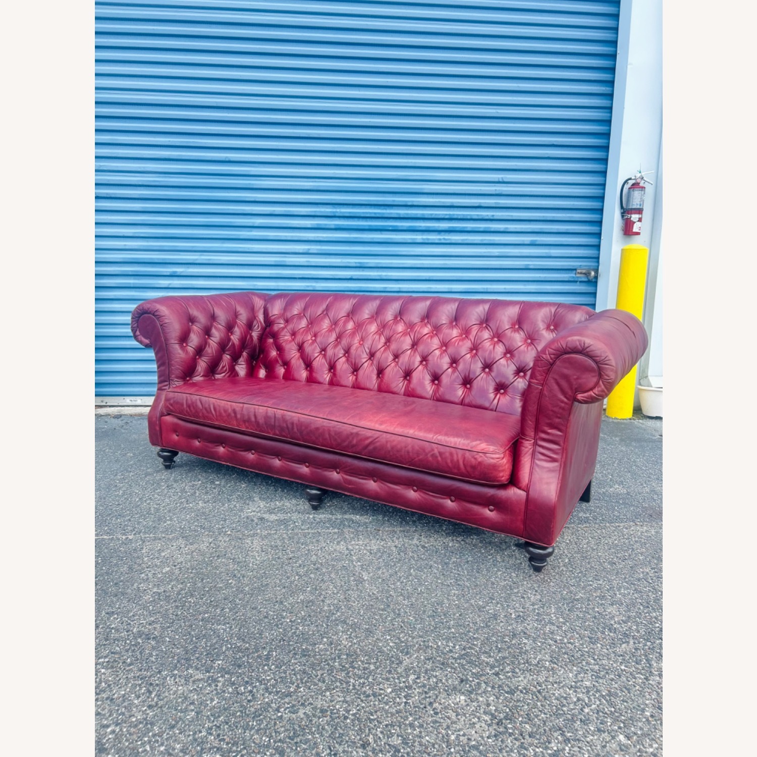 Vintage Oxford Red Leather English Chesterfield - image-8
