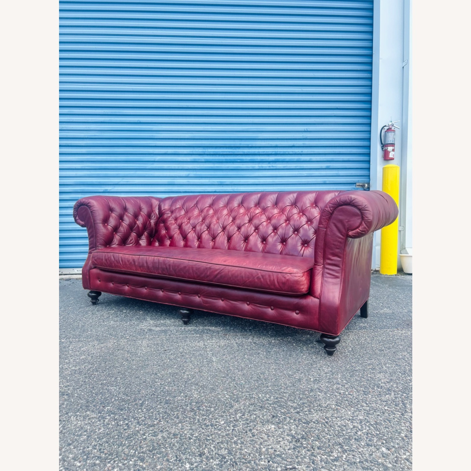 Vintage Oxford Red Leather English Chesterfield - image-4