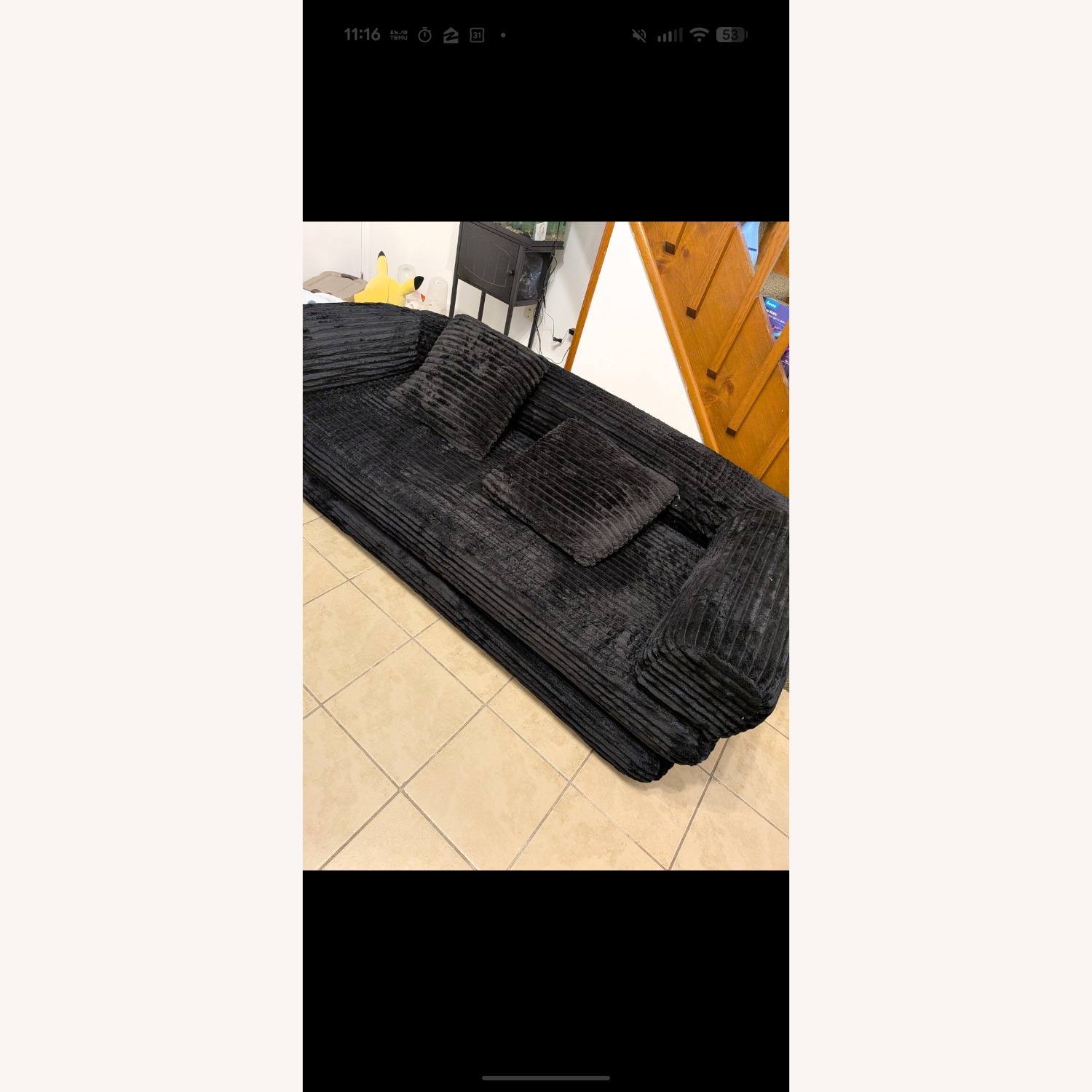 Amazon Black Fabric Sleeper Sofa - image-1