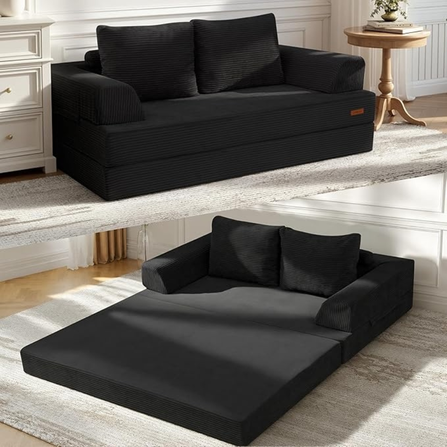Amazon Black Fabric Sleeper Sofa - image-6
