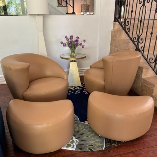 Used Vladimir Kagan Natural Leather Accent Chairs for sale on AptDeco