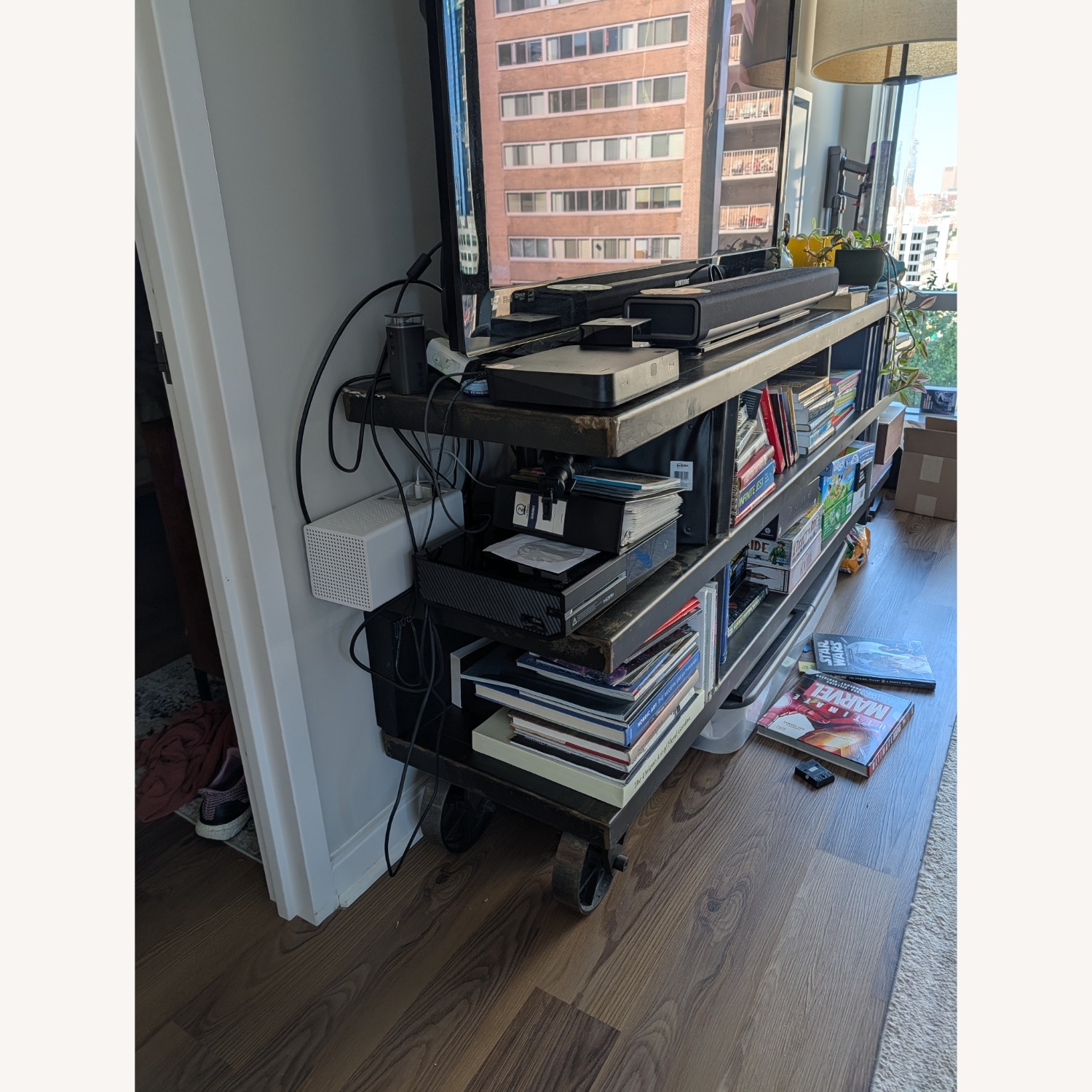 Modern Industrial Bookshelf Console - image-2