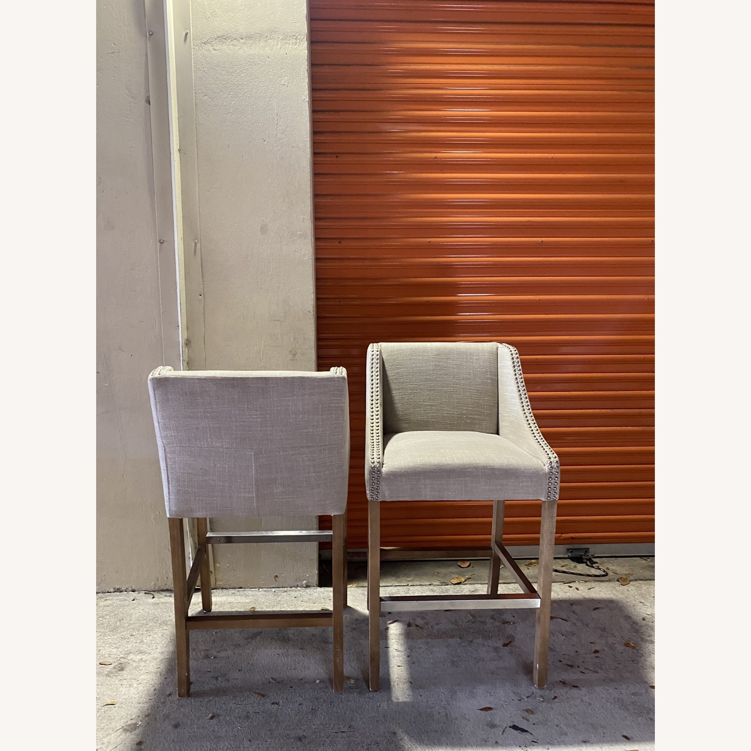Home Goods Light Gray Fabric Stools - image-2