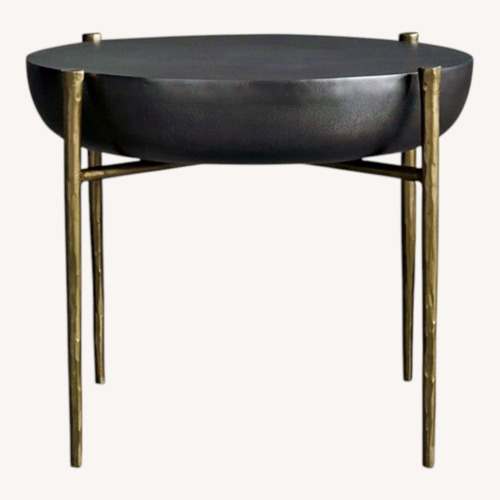 Used Arhaus Donovan Round Table Black Side Table for sale on AptDeco