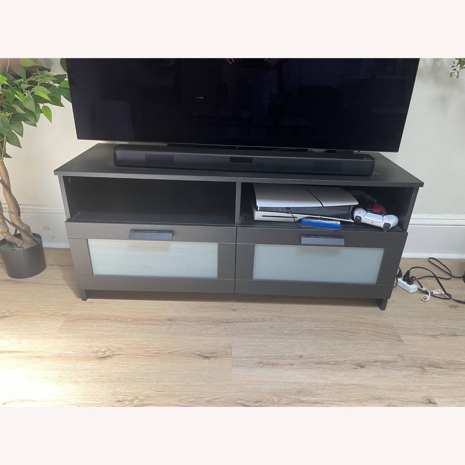 IKEA Brimnes Black Wood Media Storage - image-2