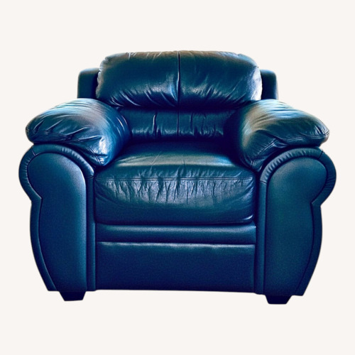 Used Marlo Vintage Furniture  Blue Leather Armchair for sale on AptDeco