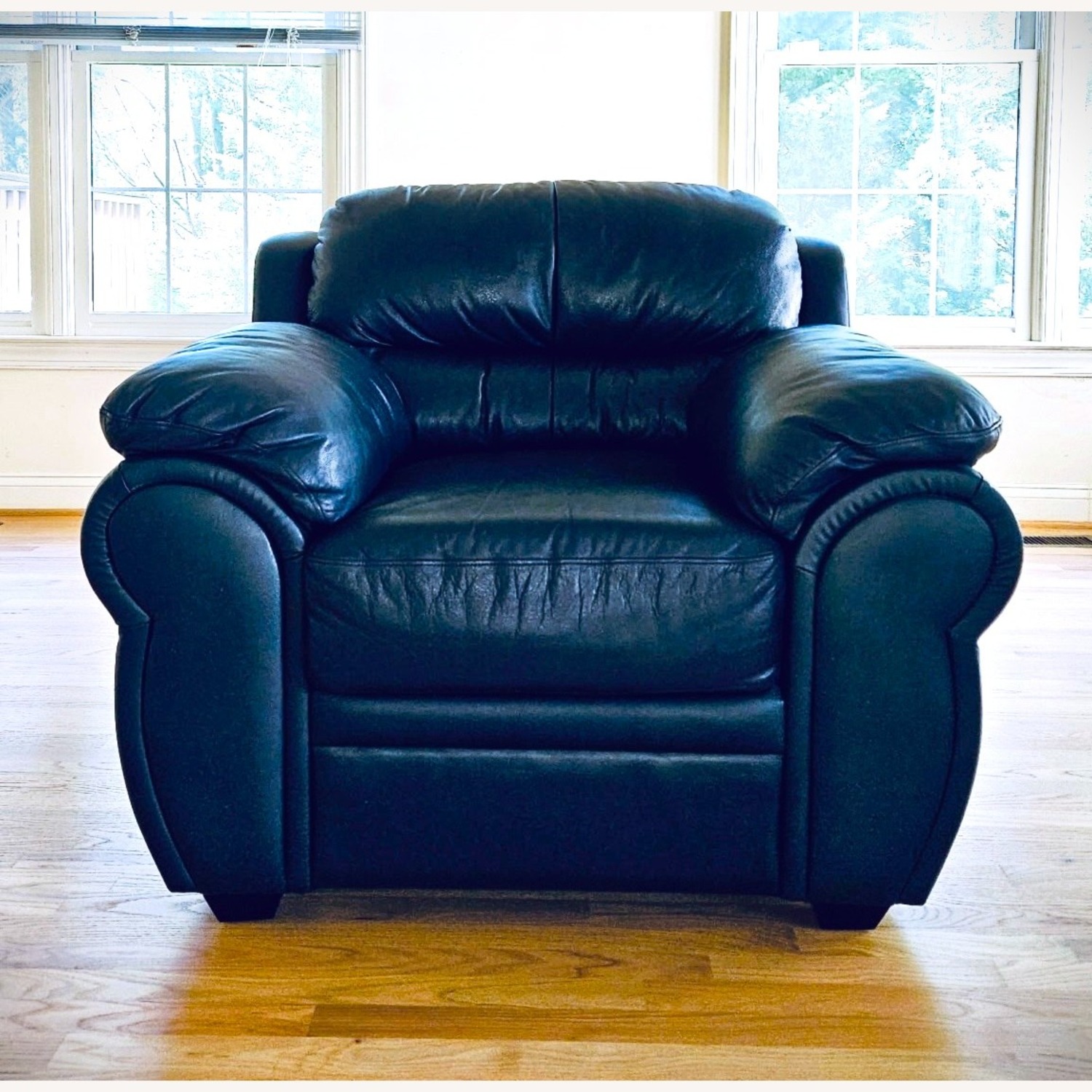 Marlo Vintage Furniture  Blue Leather Armchair - image-1