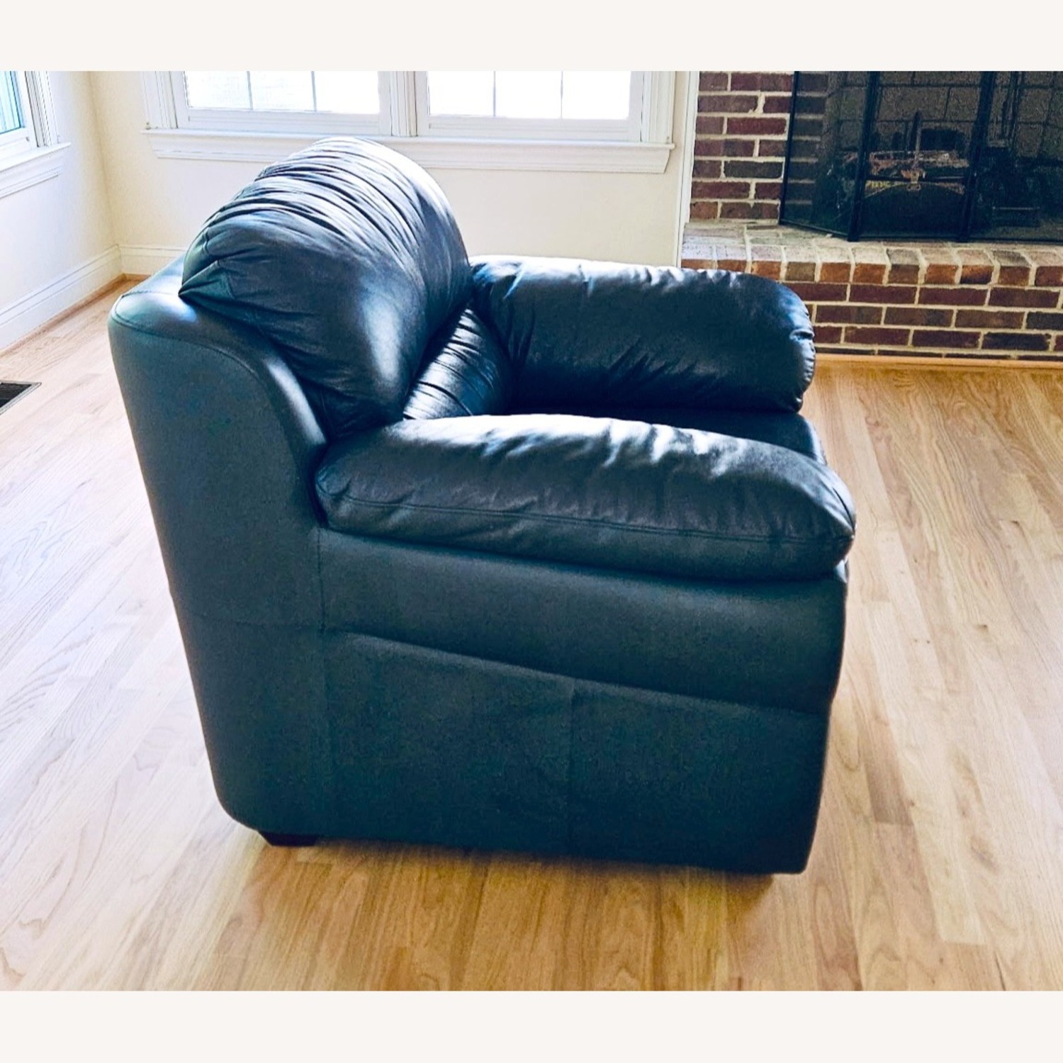 Marlo Vintage Furniture  Blue Leather Armchair - image-3
