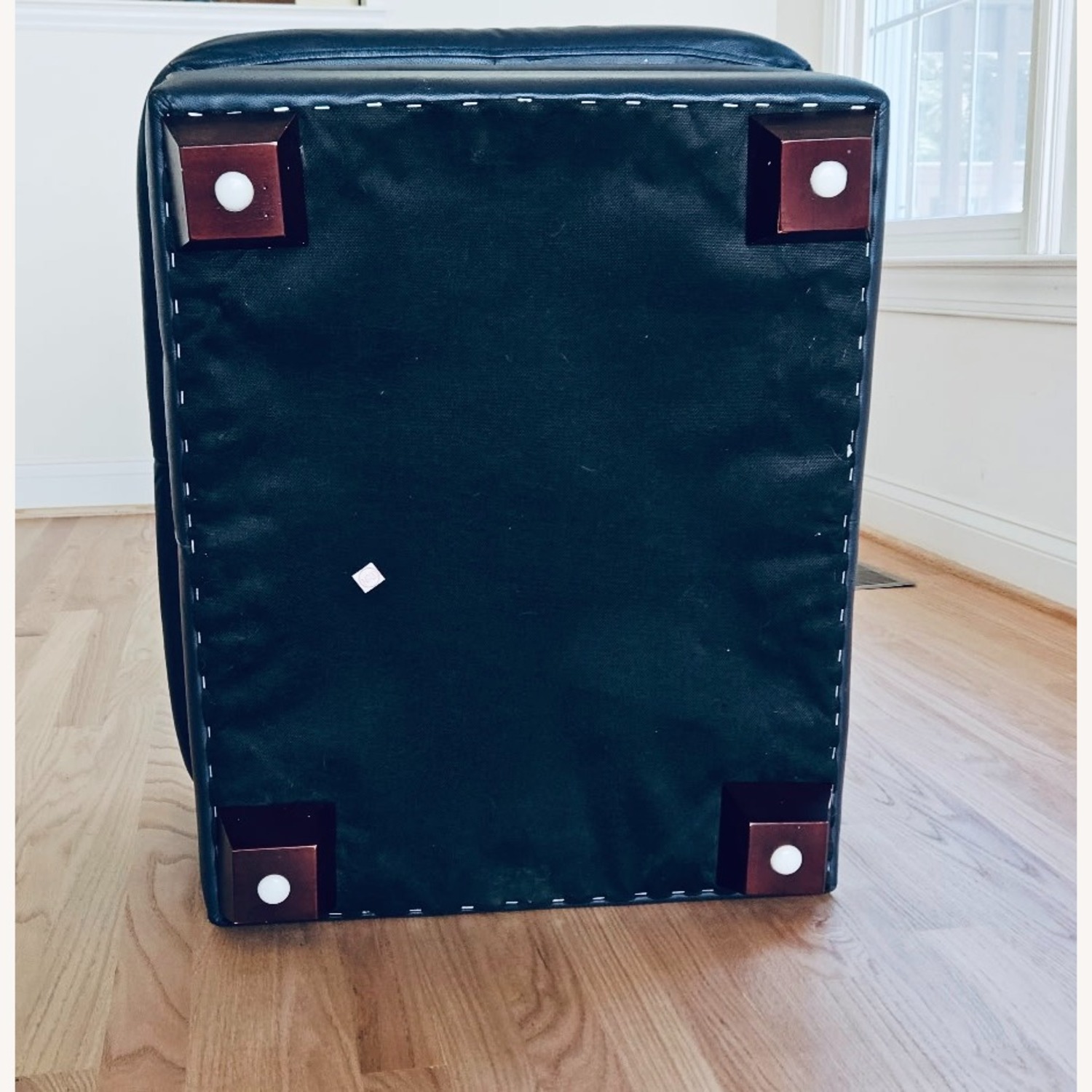 Marlo Vintage Furniture  Blue Leather Ottoman - image-6