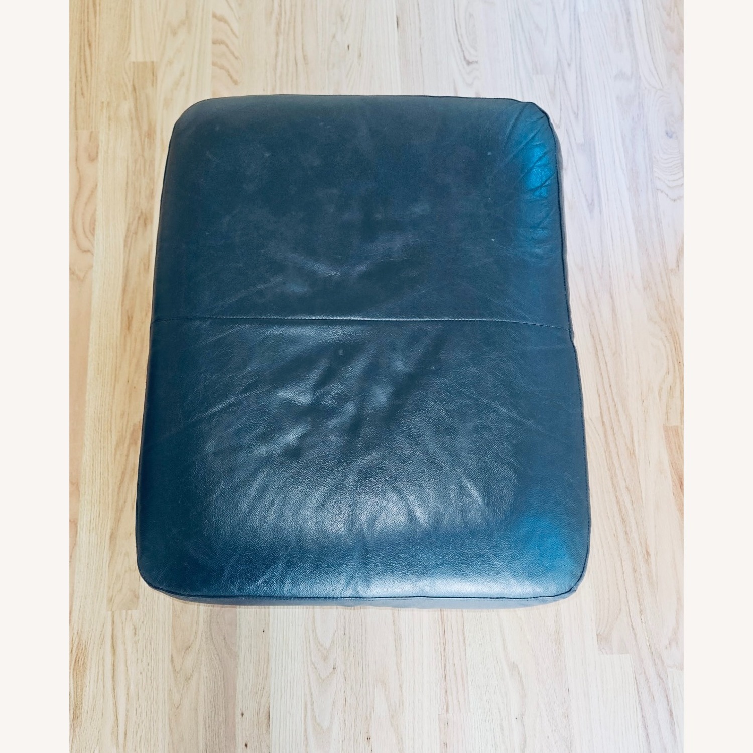 Marlo Vintage Furniture  Blue Leather Ottoman - image-5