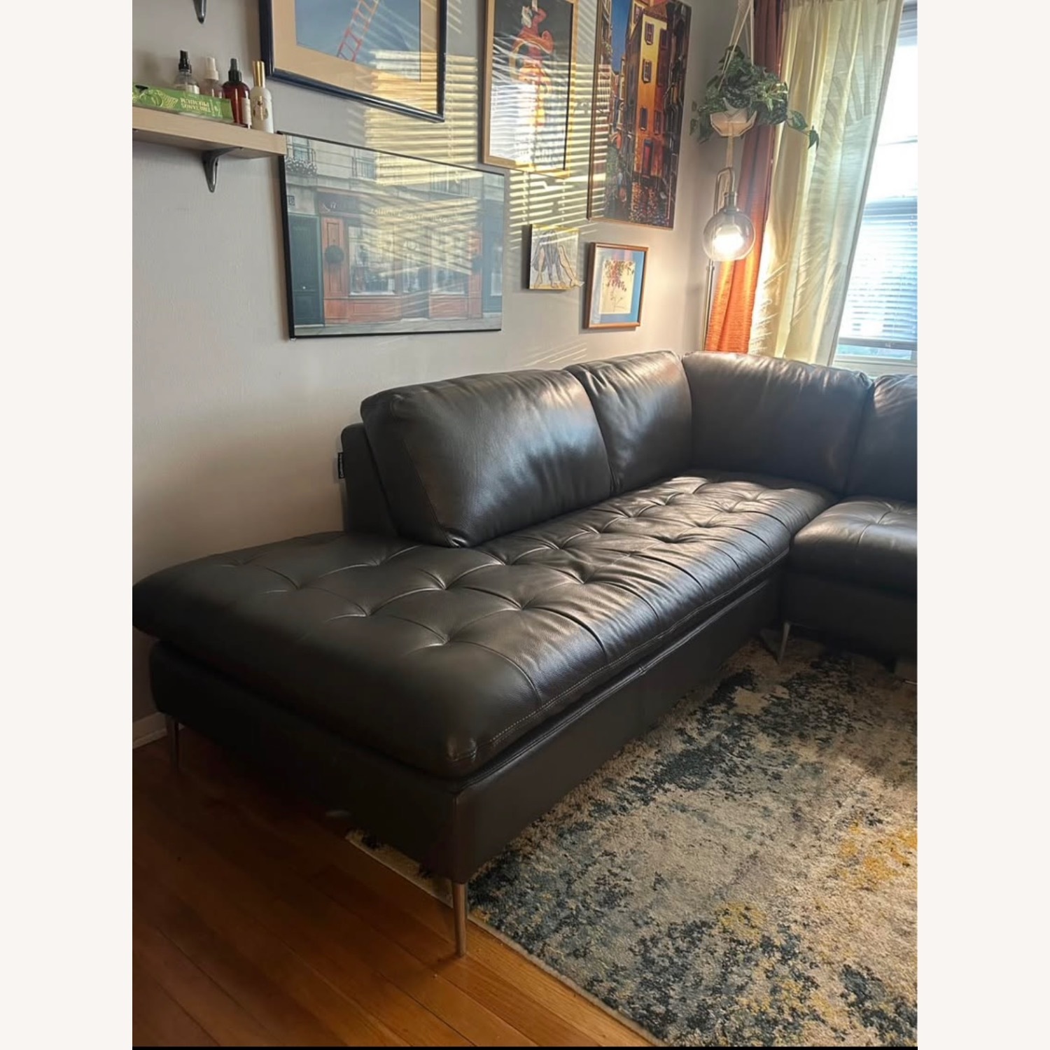 Chateau D'ax Dark Gray Leather 2 Piece Sectional - image-4