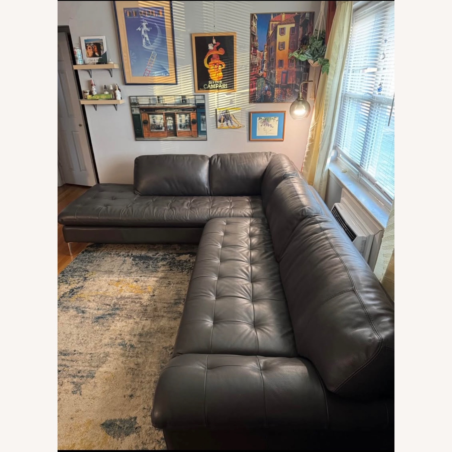 Chateau D'ax Dark Gray Leather 2 Piece Sectional - image-2