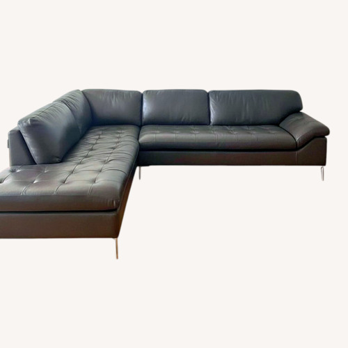 Used Chateau D'ax Dark Gray Leather 2 Piece Sectional for sale on AptDeco