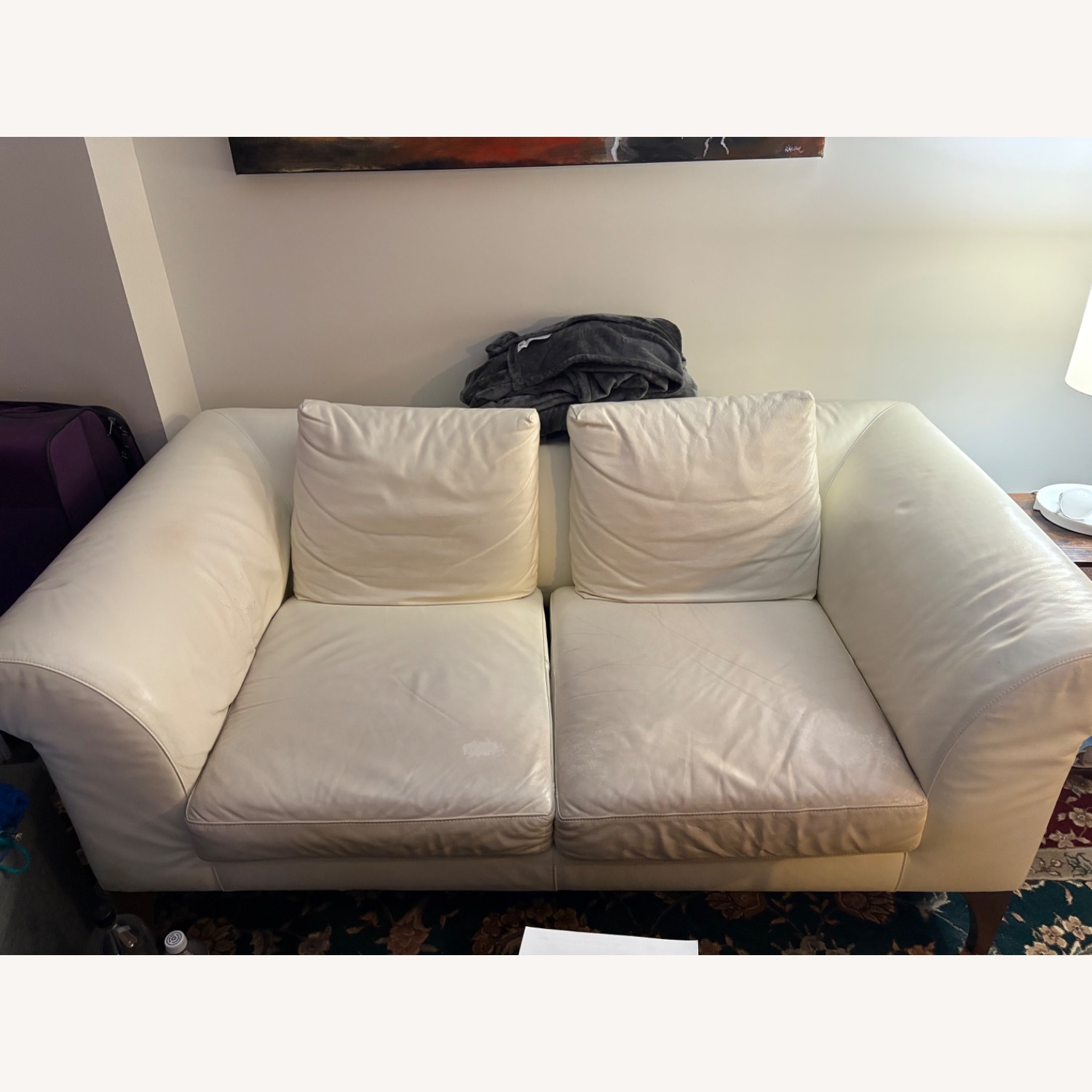 White Leather Loveseat - image-1