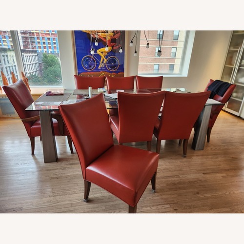 Used Terracotta MCM Leather Dining Chairs Set of 8 for sale on AptDeco