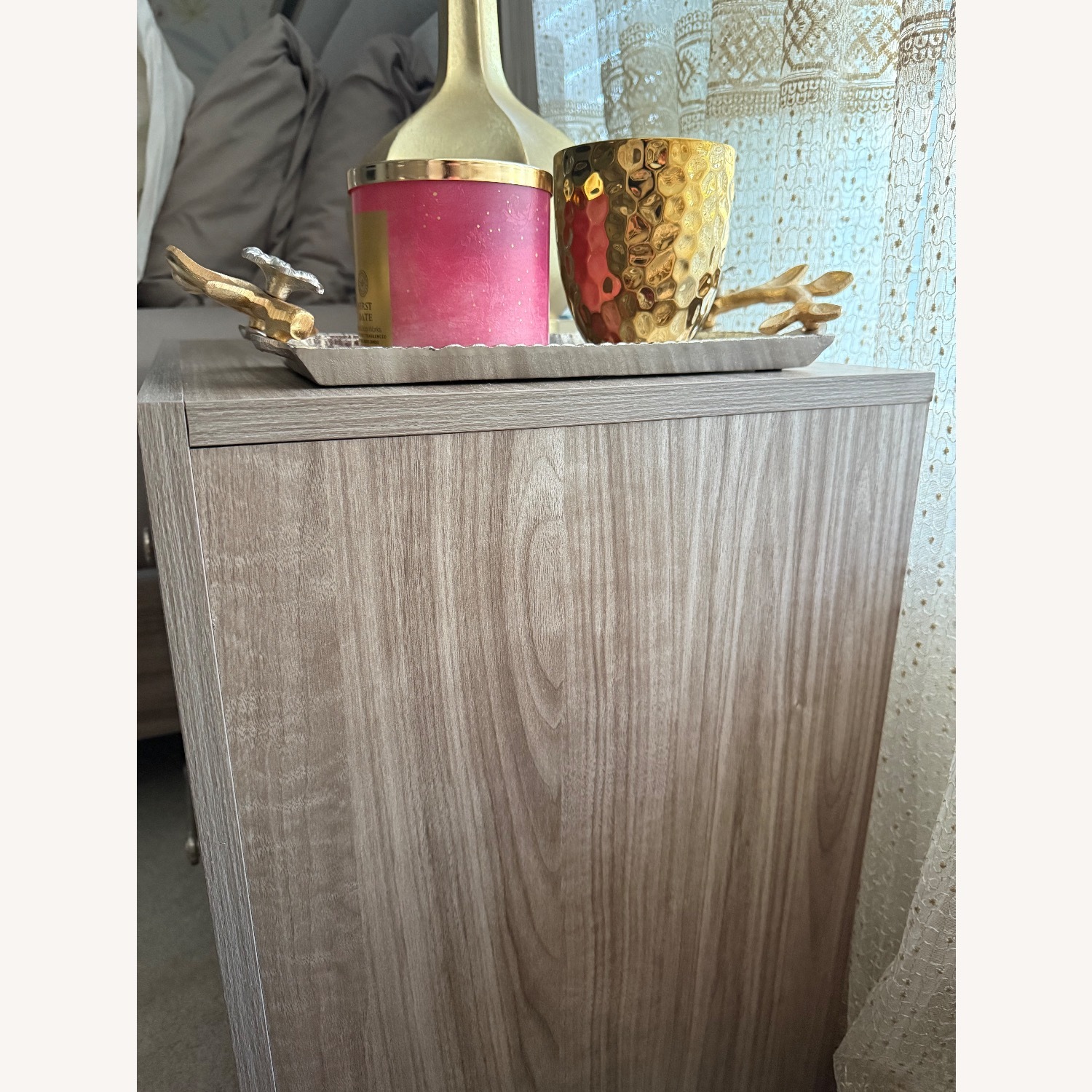Value City Furniture Light Gray Wood Nightstands - image-2