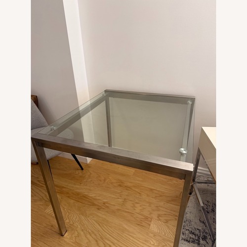 Used LumiSource Silver Glass Dining Table for sale on AptDeco