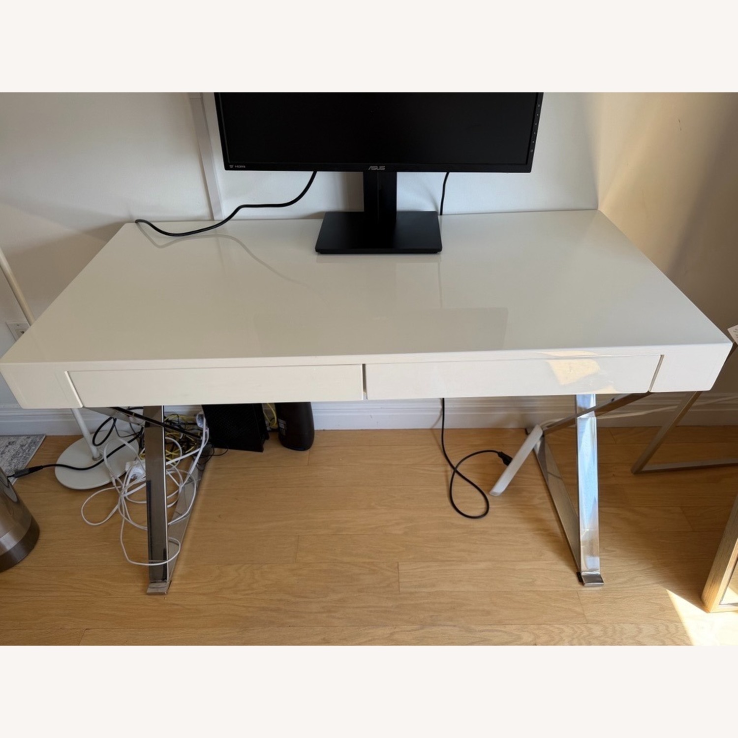 Wade Logan White Lacquer Desk - image-1