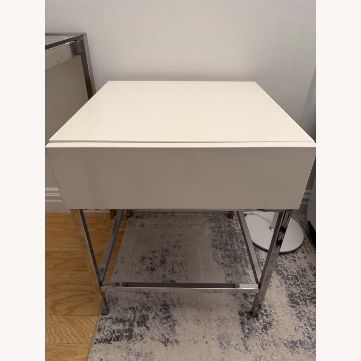 Bed Bath & Beyond White Lacquer Side Table - image-1