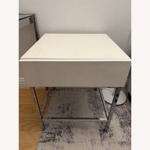 Used Bed Bath & Beyond White Lacquer Side Table for sale on AptDeco