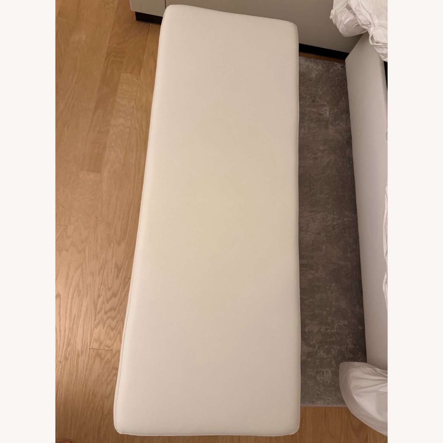 Wade Logan White Leather Bench - image-3