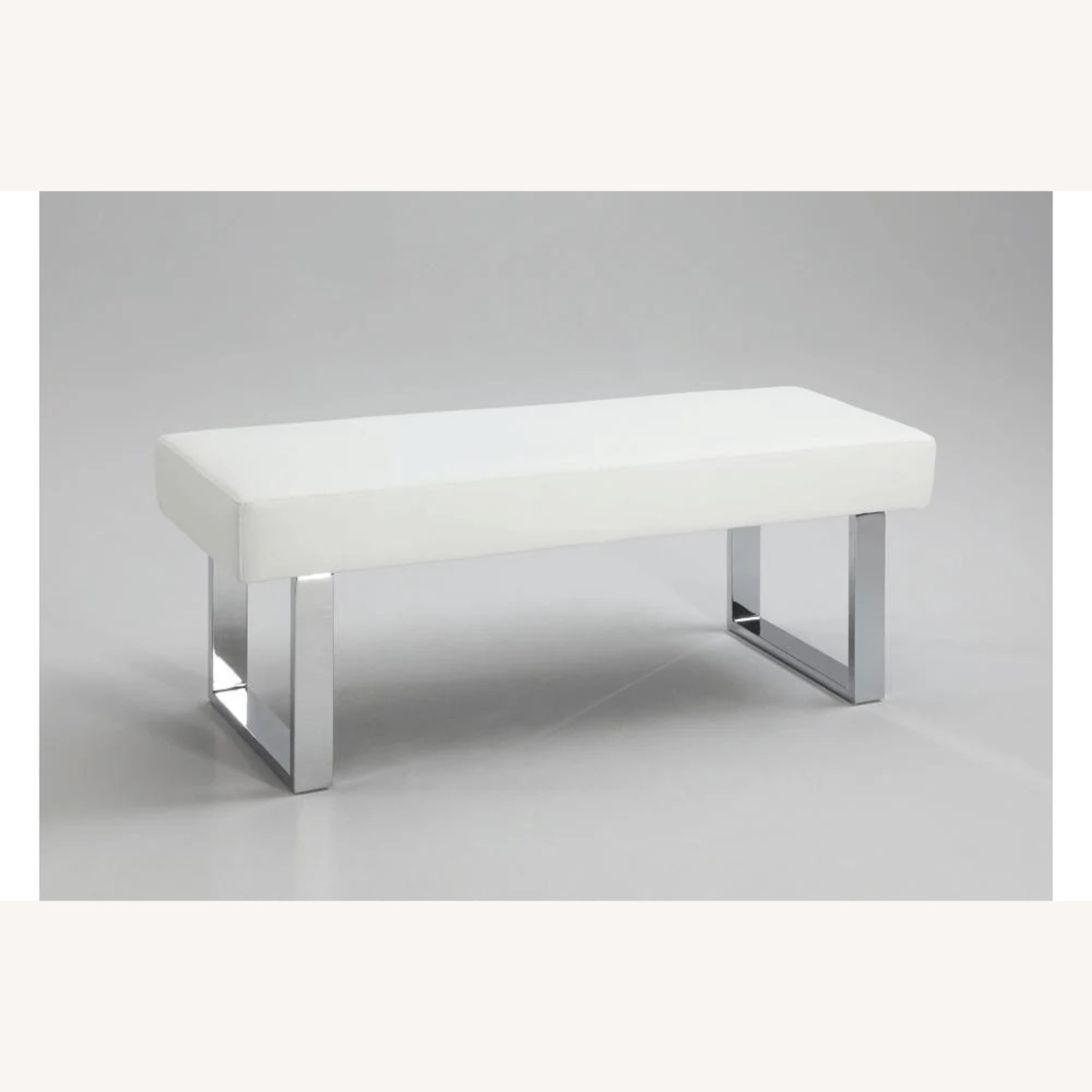Wade Logan White Leather Bench - image-4