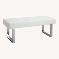 Wade Logan White Leather Bench