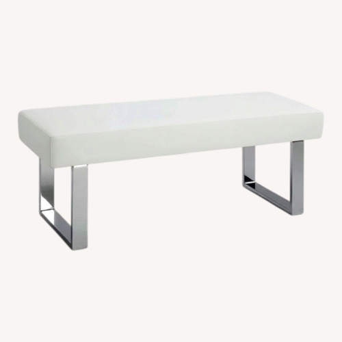 Used Wade Logan White Leather Bench for sale on AptDeco