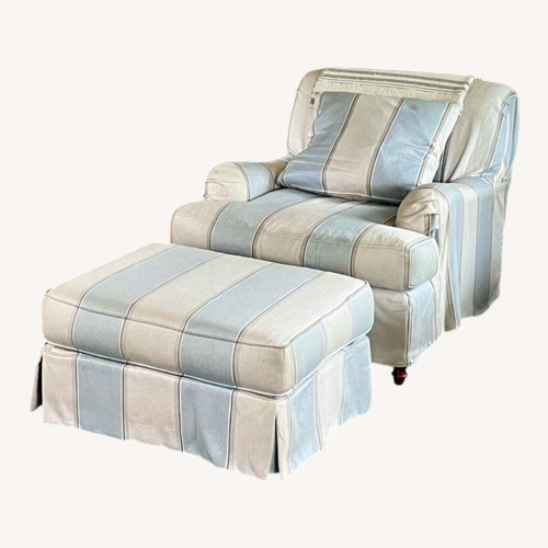 Used Large Striped Armchair & Ottoman for sale on AptDeco