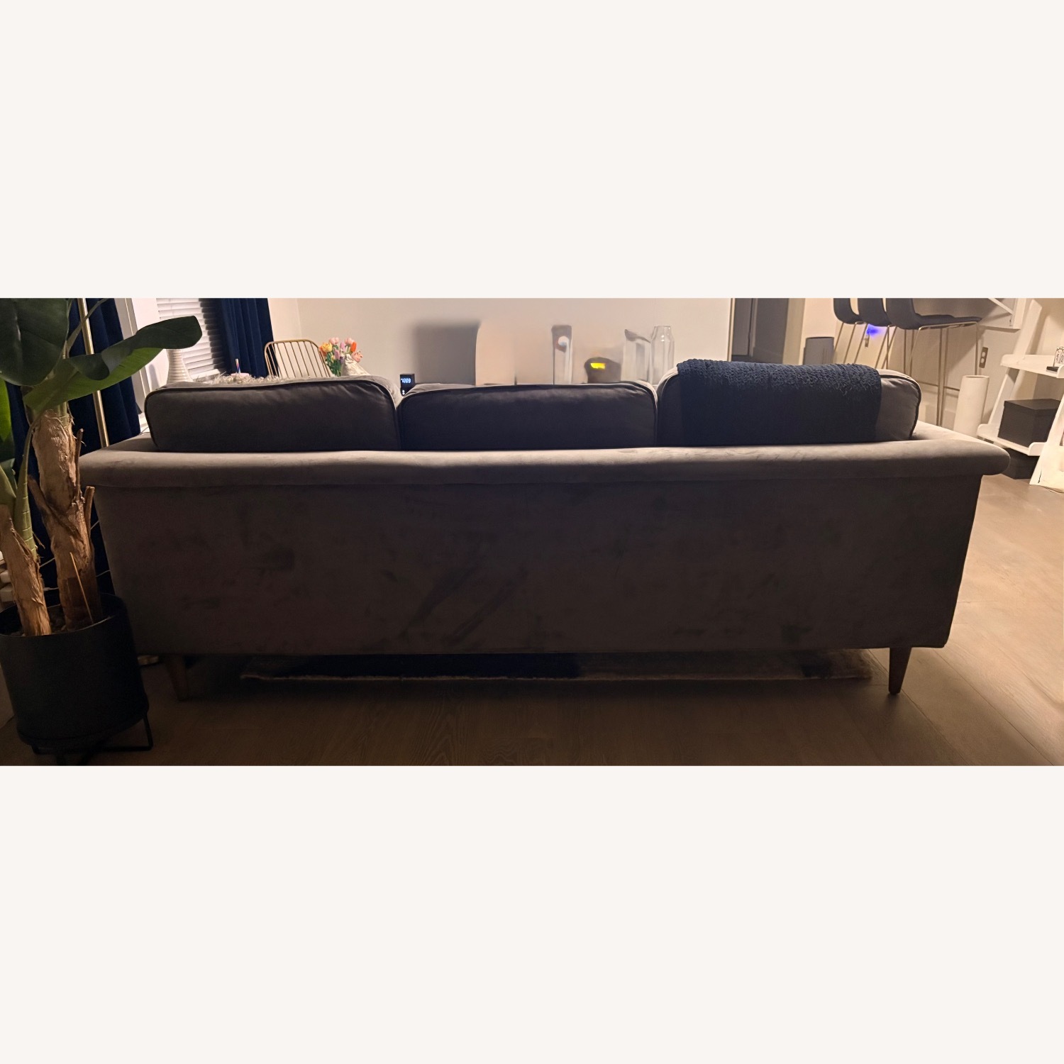 Birch Lane Dark Gray Velvet 3+ Seater Sofa - image-4