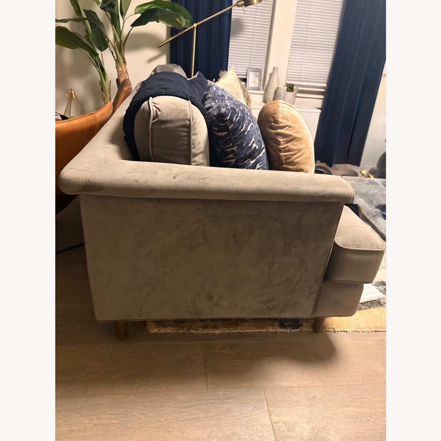 Birch Lane Dark Gray Velvet 3+ Seater Sofa - image-3