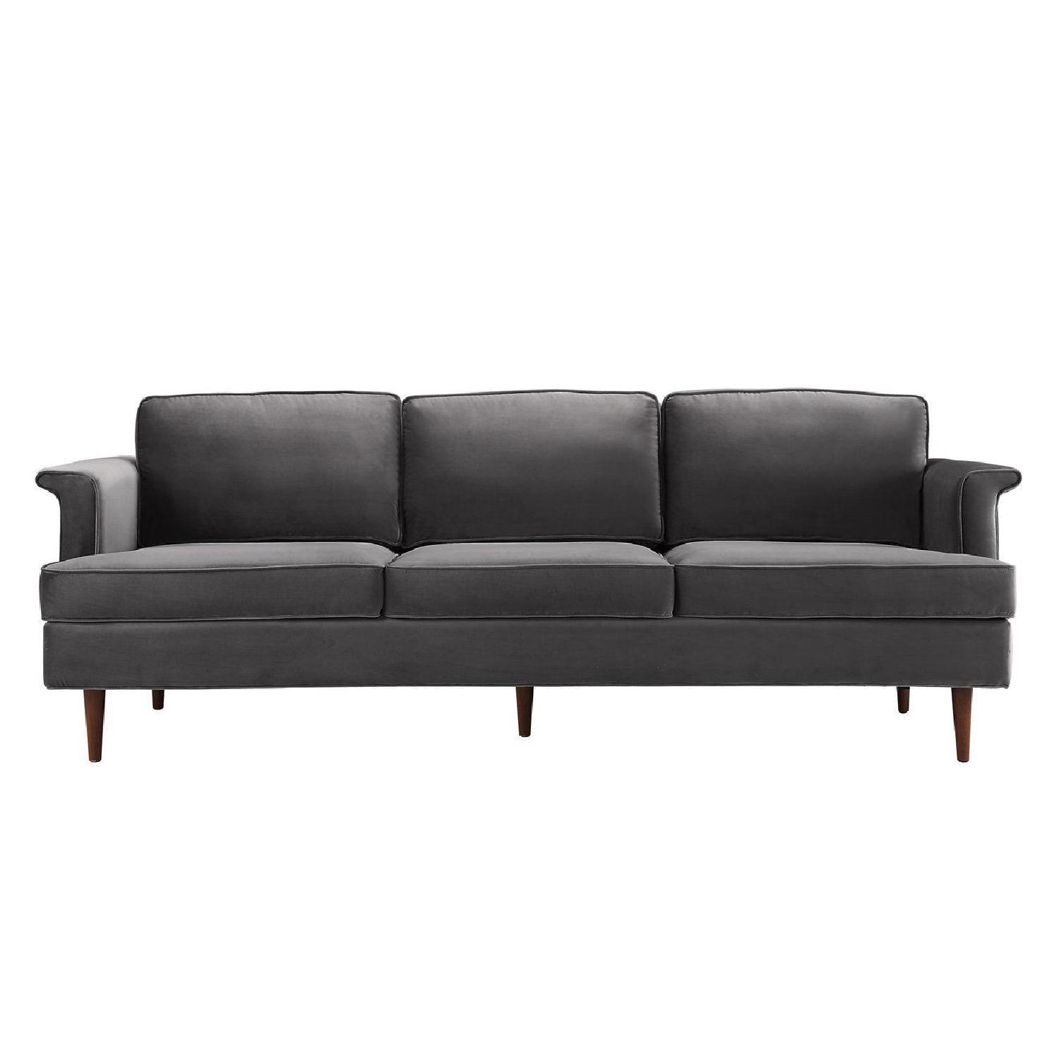 Birch Lane Dark Gray Velvet 3+ Seater Sofa - image-1